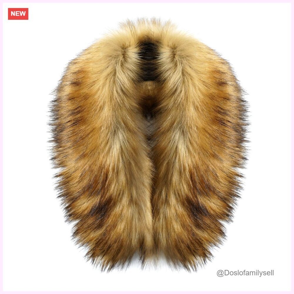 Faux Fur Collar Detachable Hood Trim Scarf Wrap for Winter Coats